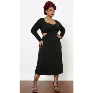 Torrid Size 2 2X Black Studio Knit Side Cutout Midi Dress - Dark Coquette Vampy